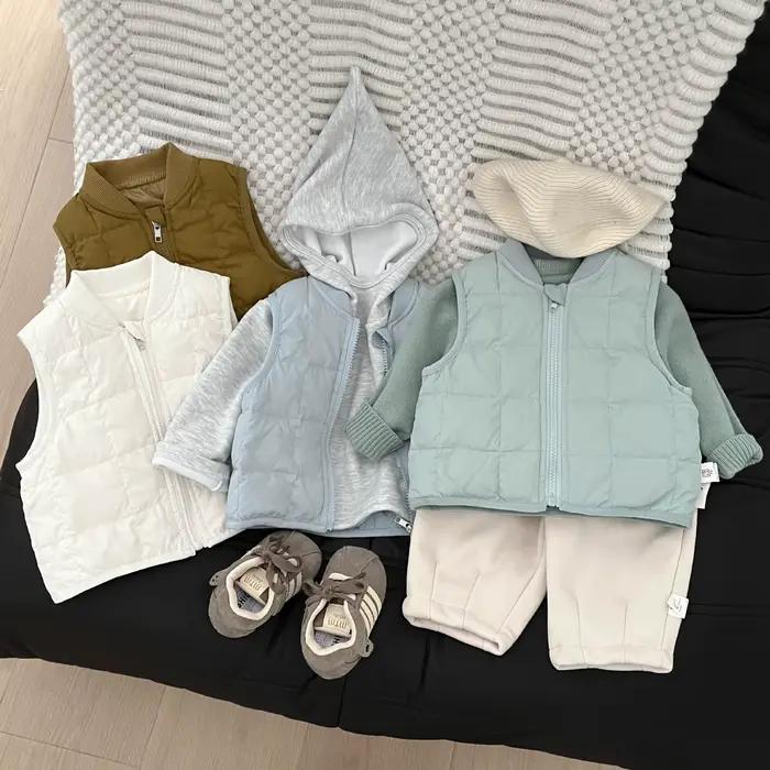 2025 hiver nouveau bébé sans manches doudoune infantile garçons filles solide chaud gilet enfant en bas âge vers le bas gilet enfants coupe-vent hauts