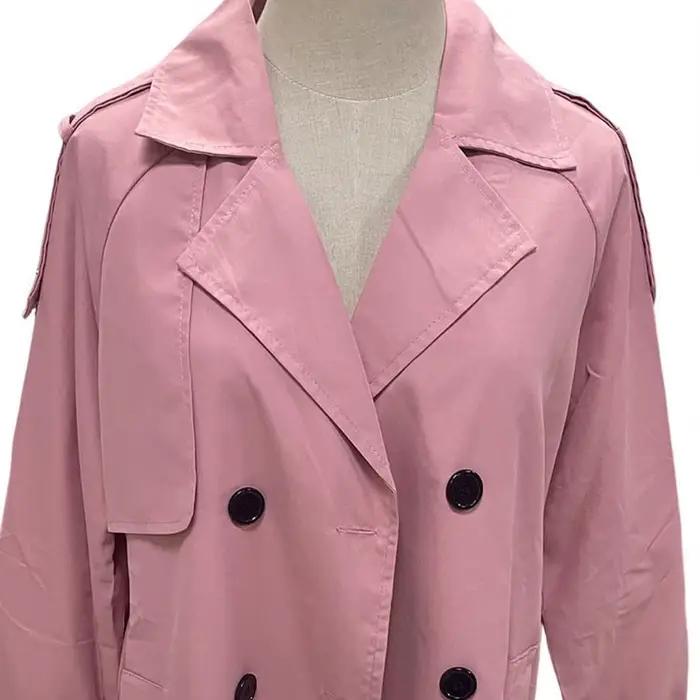 Manteau long coupe-vent à double boutonnage pour femmes