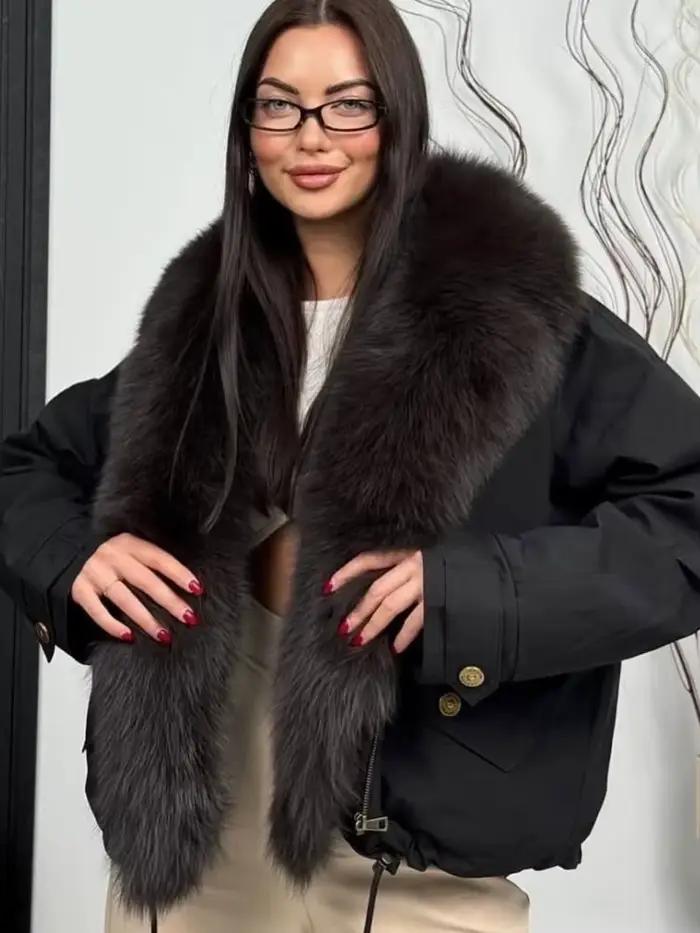 OFTBUY doudoune femmes véritable fourrure de renard stratifié 2025 hiver blanc canard vers le bas manteau chaud doudoune femme imperméable plumes