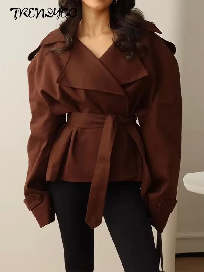 Manteau court trench pour femme