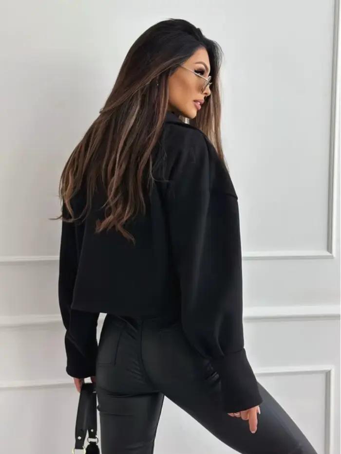 Manteau court en polyester pour femme élégant revers cranté double boutonnage mode automne hiver occassions spéciales