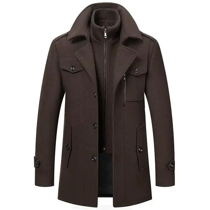 Manteau en laine d'affaires décontracté homme, élégant avec col rabattu, résistant au froid, automne hiver, couleur bleu marine, brun, gris, chamois, noir, taille M à 5XL
