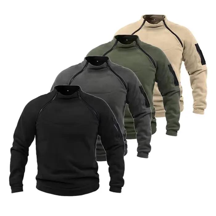 Veste polaire tactique d'extérieur pour hommes, vêtements chauds, pull à fermeture éclair, manteau coupe-vent, sweat-shirt thermique de randonnée