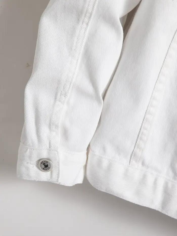 Veste en jean blanche pour homme, style décontracté, polyvalente, pour tenues quotidiennes, shopping, promenades urbaines