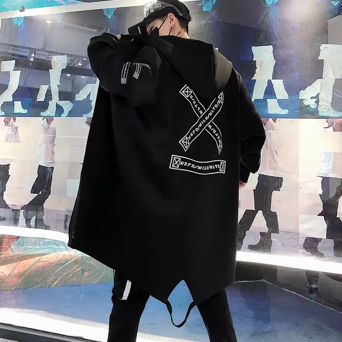 2025 hommes à capuche Trench manteau mi longue coupe-vent veste d'extérieur automne hiver nouvelle mode