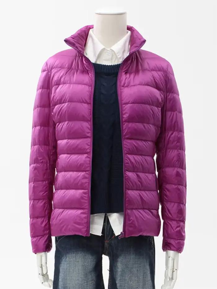 Doudoune à col montant ultra légère pour femme, manteau chaud, vestes d'hiver légères, parc féminin, printemps et automne