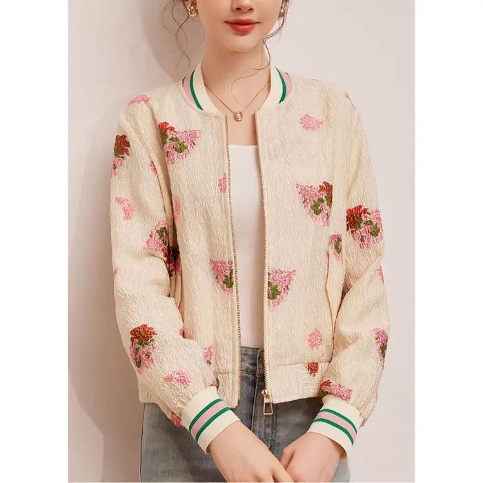 LOUIS YAO nouveau Style chinois Design fleur Jacquard veste femme 2025 printemps/automne haut décontracté Non extensible veste femme