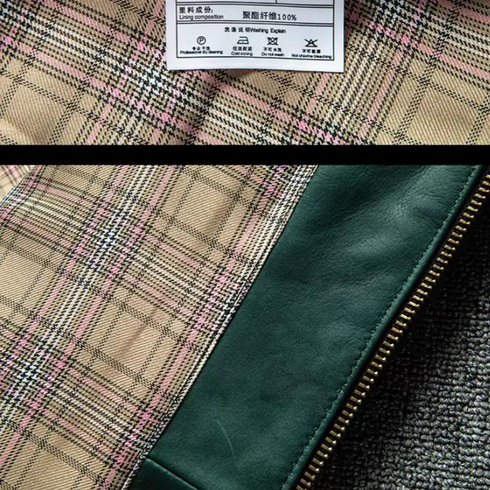 Veste d'hiver en cuir vert pour hommes, Style Vintage, grande taille 5XL, véritable cuir de cheval épais naturel, col montant, manteau en cuir ajusté, occase pour hommes, automne et hiver, design élégant, fermeture éclair, polyester, confort optimal