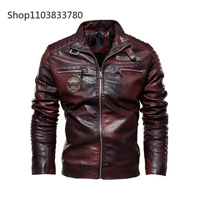 Veste de moto en cuir PU pour hommes, revers de document solide, peluche et optique, vêtements de sport, grande taille 7XL, hiver