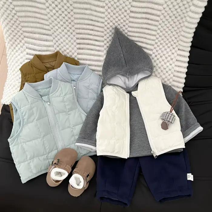 2025 hiver nouveau bébé sans manches doudoune infantile garçons filles solide chaud gilet enfant en bas âge vers le bas gilet enfants coupe-vent hauts