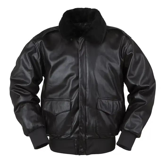Hommes veste en cuir pu bombardier vol us air force pilote A2 hiver rembourré vintage letterman punk fourrure moto militaire