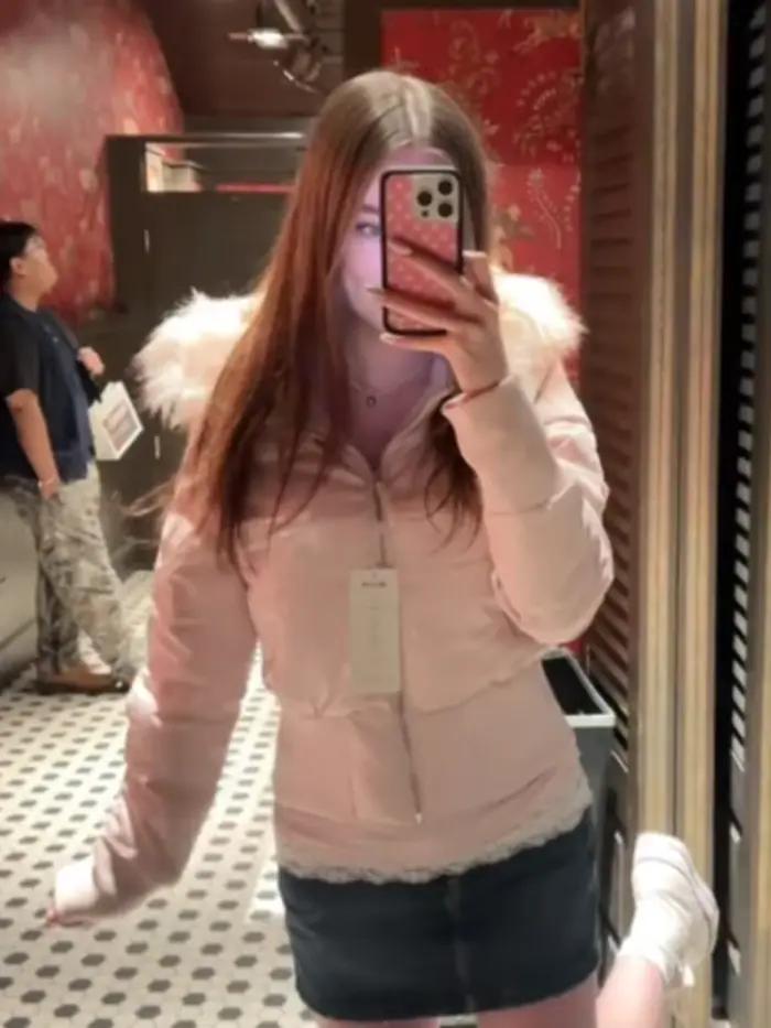 Parkas femmes manteaux courts à capuche fermeture éclair manches longues épais chaud Y2k Streetwear élégant épissure travail manteau automne hiver 2025