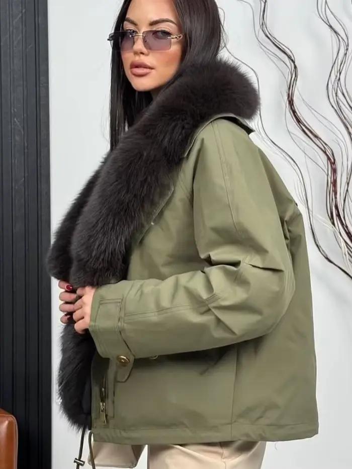 OFTBUY doudoune femmes véritable fourrure de renard stratifié 2025 hiver blanc canard vers le bas manteau chaud doudoune femme imperméable plumes