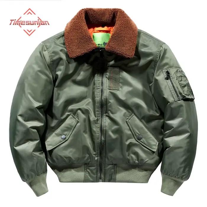 Parka Épaisse Vert Armée avec Col Rabattu Pour Hommes, Style Pilote de L'Armée de l'Air, Bomber Jacket, Veste Militaire Tactique, Occasions Spéciales