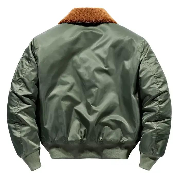 Parka Épaisse Vert Armée avec Col Rabattu Pour Hommes, Style Pilote de L'Armée de l'Air, Bomber Jacket, Veste Militaire Tactique, Occasions Spéciales
