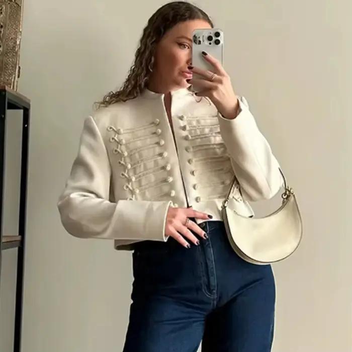 Blazer court SNOW PINNACLE vintage pour femme, style Napoléon chic et rembourré aux épaules, idéal pour le printemps et les occasions spéciales