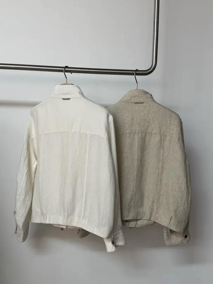 Nouvelle veste en lin perlée pour femmes, style décontracté et chic, vestes d'extérieur pour printemps et été, vestes en lin, vestes pour femmes, vestes de printemps, vestes de mode