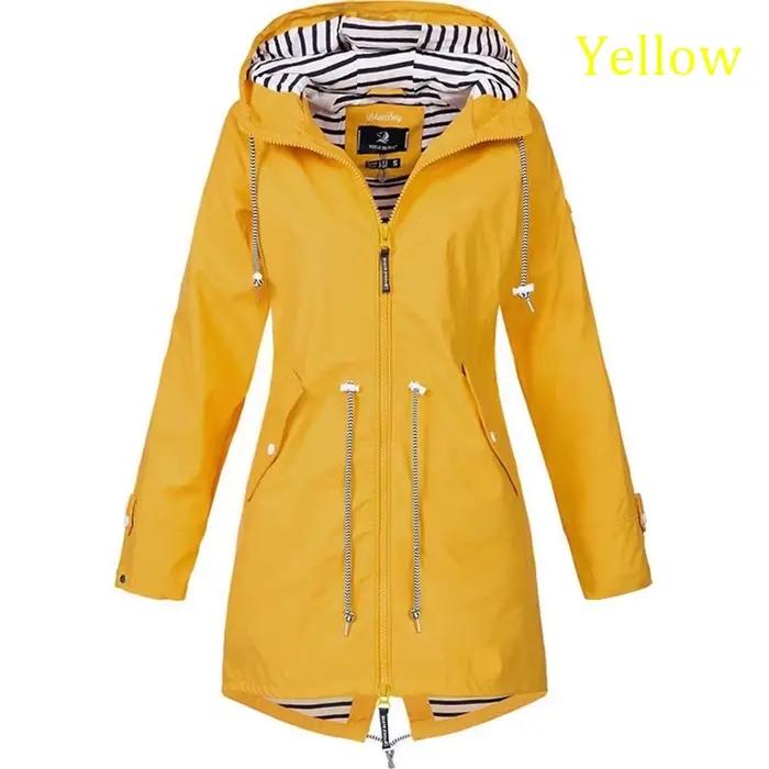 Trench-coat coupe-vent imperméable pour femme, manteau à manches longues, pantalon décontracté, imperméable à capuche avec fermeture éclair, S ~ 5XL, à la mode