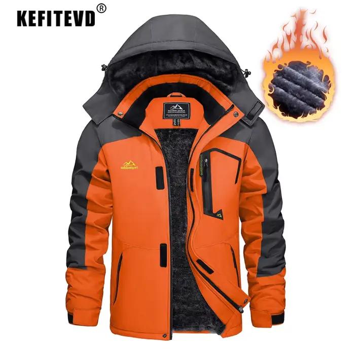 KEFITEVD Veste de Ski d'Hiver pour Hommes Imperméable
