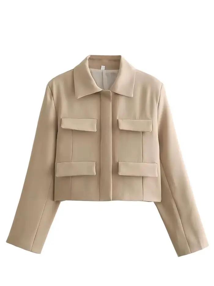Veste HH printemps féminine élégante polyester avec col rabattu pour les saisons froide et froide-chaude haut de gamme style high street occassions variées