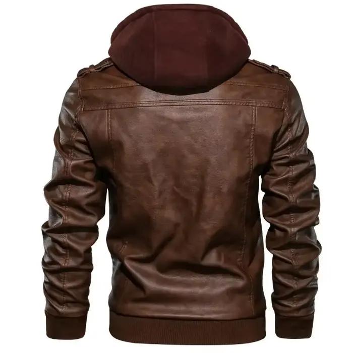 Blouson aviateur de moto zippé en similicuir PU pour homme