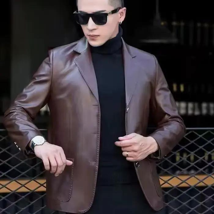 Veste marron élégante pour hommes, style décontracté et moderne, polyester, acétate et coton, pour les affaires et les soirées, offerte en plusieurs tailles et couleurs