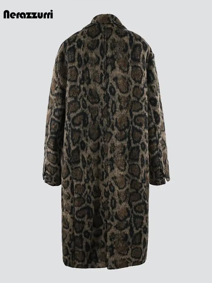 Nerazzurri-Manteau en laine à imprimé léopard pour homme, long, décontracté, automne, hiver