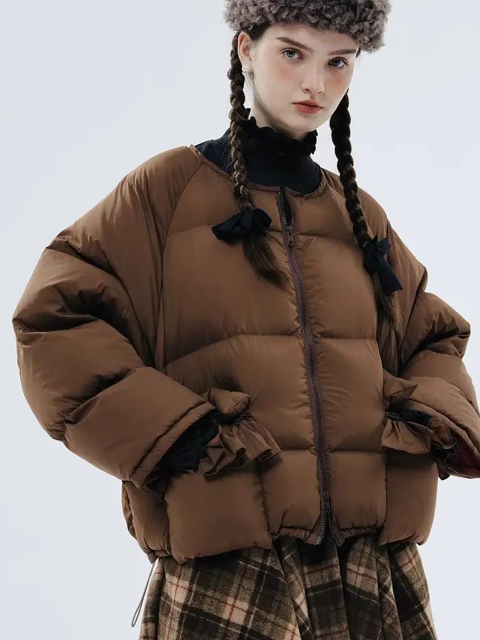 IMAKOKONI design original hiver chaud épais à manches longues à capuche fermeture éclair doudoune pour les femmes 234374