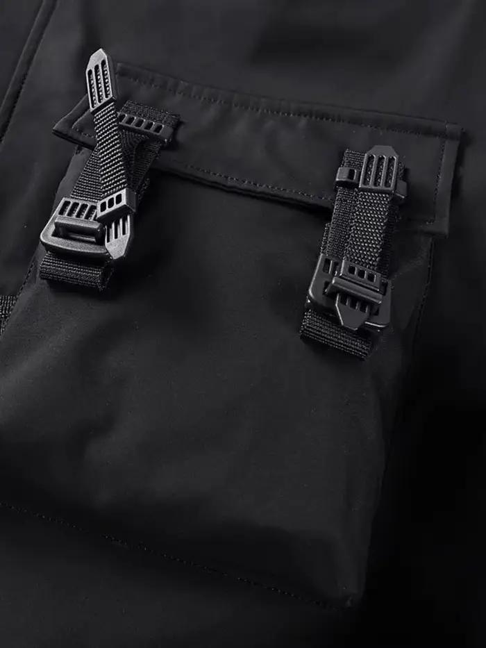 God of Death Bomber Jacket Poitrine Poche Techwear Hommes Punk Hip Hop Tactique Streetwear Noir Varsity Vestes Surdimens