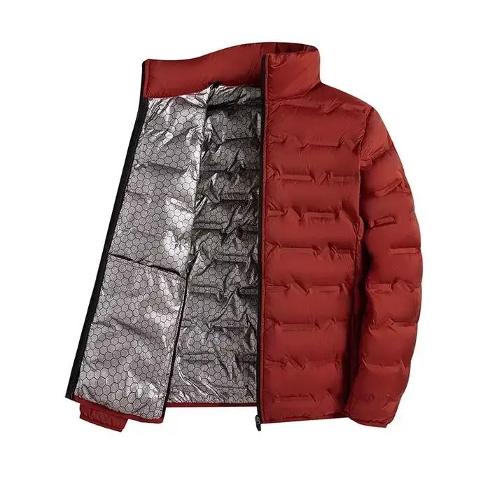 Doudoune Plissée en Graphène Blanc pour Homme, Coupe-vent, Auto-Chauffante, Col Montant, Décontracté, Chaud, Hiver