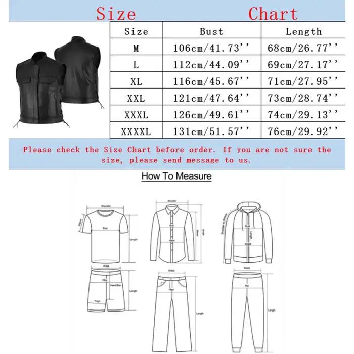 Gilet de motard en Faux cuir pour hommes