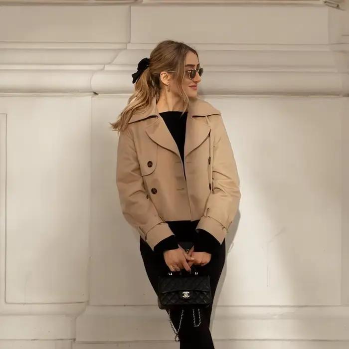 Veste courte à double boutonnage femme haut à manches longues manteau chic streetwear vintage pour dames printemps automne tenue quotidienne et événements spéciaux