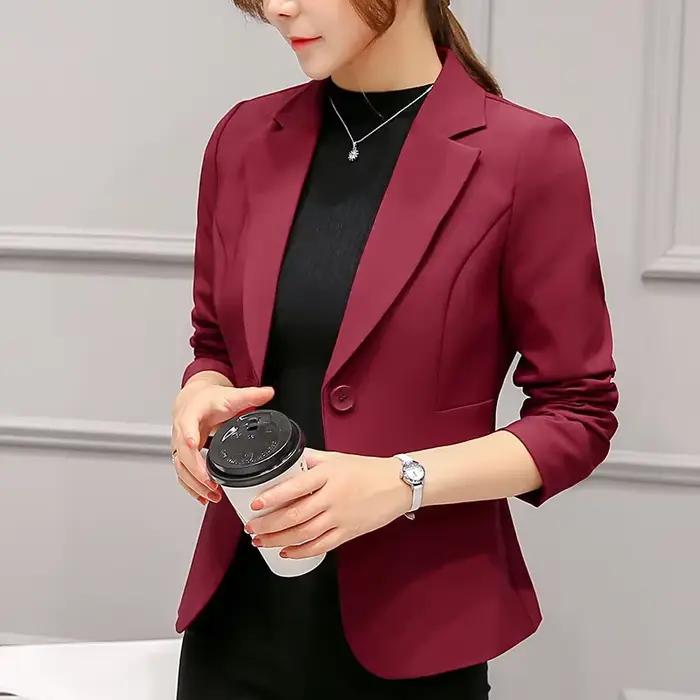 Blazer femme 2025 rouge à manches longues Blazers poches vestes manteau mince bureau dame veste Femme hauts costume Blazer Femme vestes