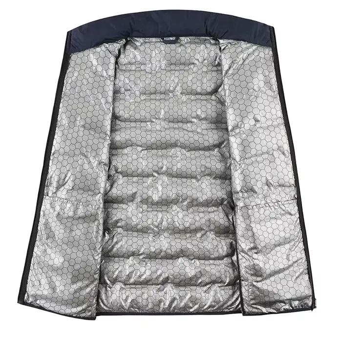 Doudoune Plissée en Graphène Blanc pour Homme, Coupe-vent, Auto-Chauffante, Col Montant, Décontracté, Chaud, Hiver