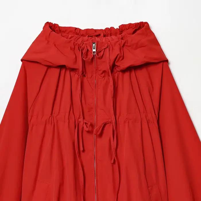 TFAFXY Blouson Bomber Femme Ample à Capuche et Manches Longues avec Cordon de Serrage et Fermeture Éclair