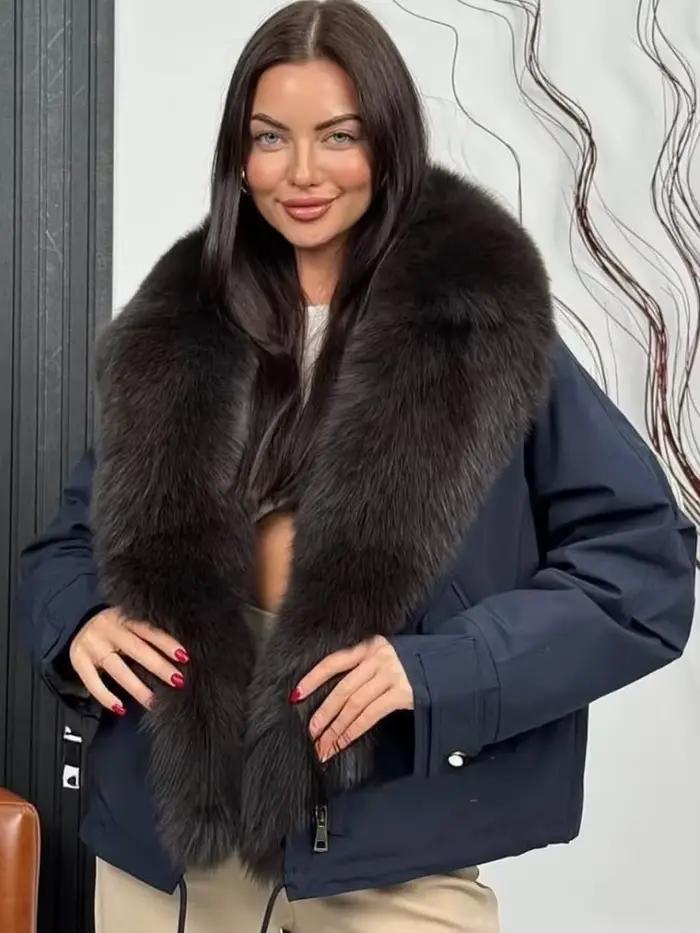 OFTBUY doudoune femmes véritable fourrure de renard stratifié 2025 hiver blanc canard vers le bas manteau chaud doudoune femme imperméable plumes