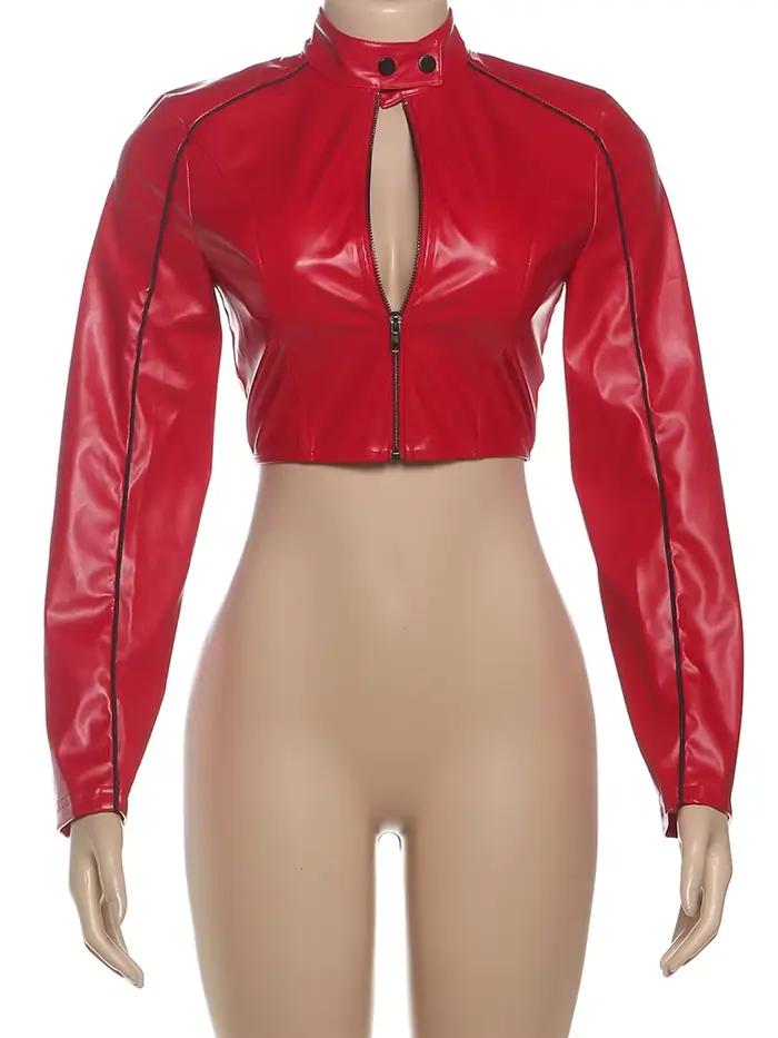 Nibber Automne Nouveau Style Veste Femme PU En Cuir Ligne De Contraste Patchwork Pleine Manches Chaude Filles Haute Rue Mode Vêtements