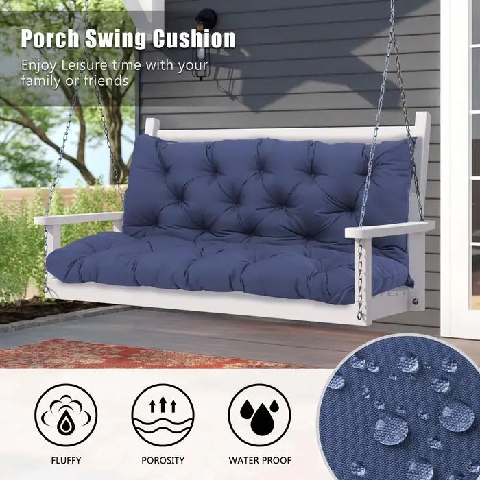 Coussin d'extérieur imperméable pour chaise à bascule de patio, résistant à la décoloration, avec sangles, coussin de dossier, remplacement pour 2-3 places, Cojines