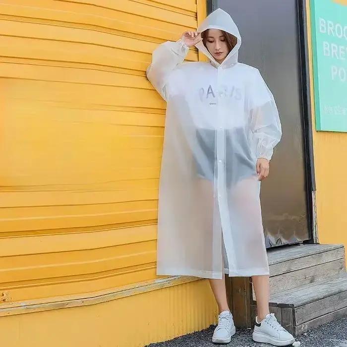 1pc noir adulte à capuche longue imperméable hommes femmes Poncho veste imperméable imperméable sur manteau pour randonnée en plein air voyage pêche