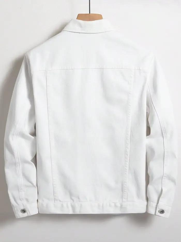 Veste en jean blanche pour homme, style décontracté, polyvalente, pour tenues quotidiennes, shopping, promenades urbaines