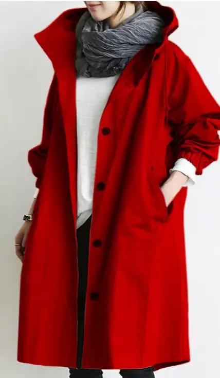 Manteau long à capuche pour femme style décontracté haute qualité polyester tranchée automne hiver 2024 polyvalent pour femmes occassions variées