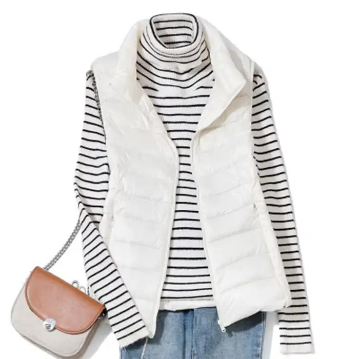 Gilet de marque ultra léger pour femme, veste en duvet de canard blanc, gilet slim pour femme, veste imperméable légère, fibre