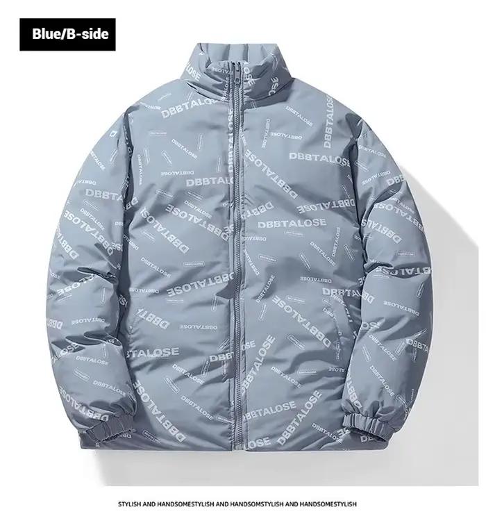 Doudoune réversible pour hommes automne hiver col montant épaissi bouffant coton manteau chaud Streetwear