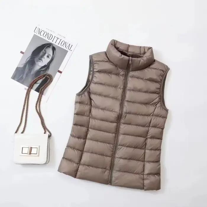 Gilets sans manches pour femmes, vestes d'hiver ultra légères en duvet, manteaux chauds à col montant pour femmes, vêtements