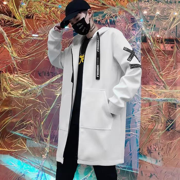 2025 hommes à capuche Trench manteau mi longue coupe-vent veste d'extérieur automne hiver nouvelle mode