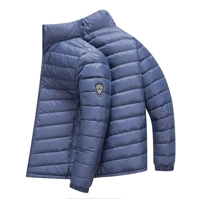90 doudoune légère et chaude en duvet de canard blanc pour hommes avec un col montant, manteau d'automne et d'hiver à la mode et polyvalent