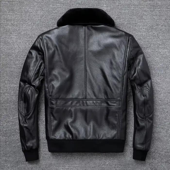 YR! Veste en cuir véritable G1 classique pour homme