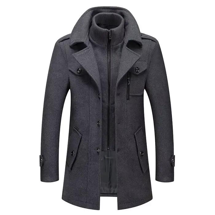 Manteau en laine d'affaires décontracté homme, élégant avec col rabattu, résistant au froid, automne hiver, couleur bleu marine, brun, gris, chamois, noir, taille M à 5XL