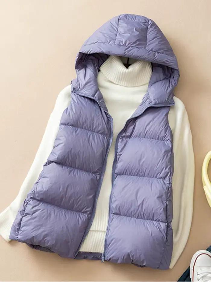 SEDUTMO hiver canard doudoune femmes court chaud épais à capuche gilet femme mince matelassé sans manches pour le printemps ED1820