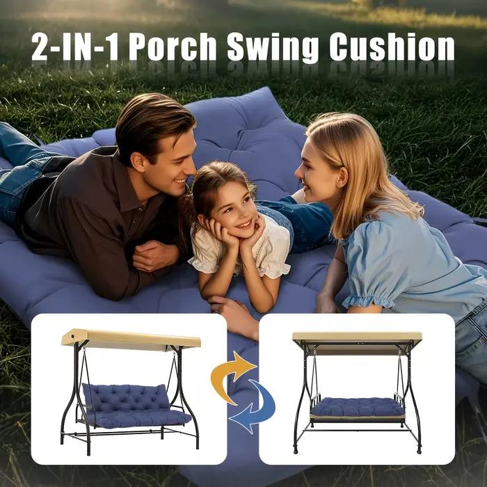 Coussin d'extérieur imperméable pour chaise à bascule de patio, résistant à la décoloration, avec sangles, coussin de dossier, remplacement pour 2-3 places, Cojines
